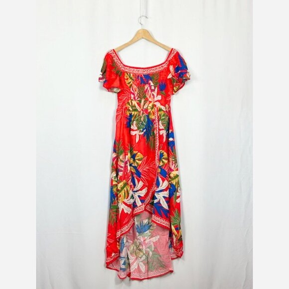 Off Shoulder Island Vacay Red Floral Sundress - Picture 5 of 8